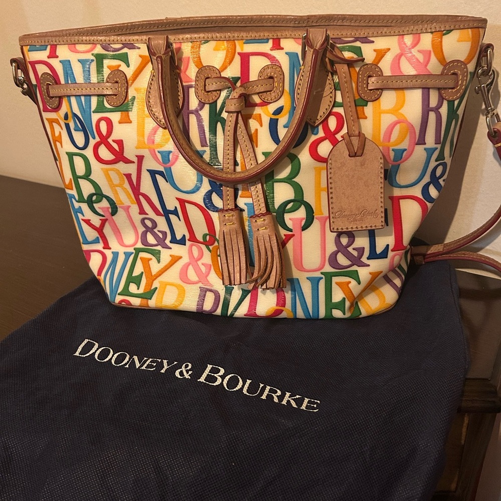 Vintage Dooney & Bourke Y2K Multi-Color "It Bag" Large Shopper Tote & Dust Bag